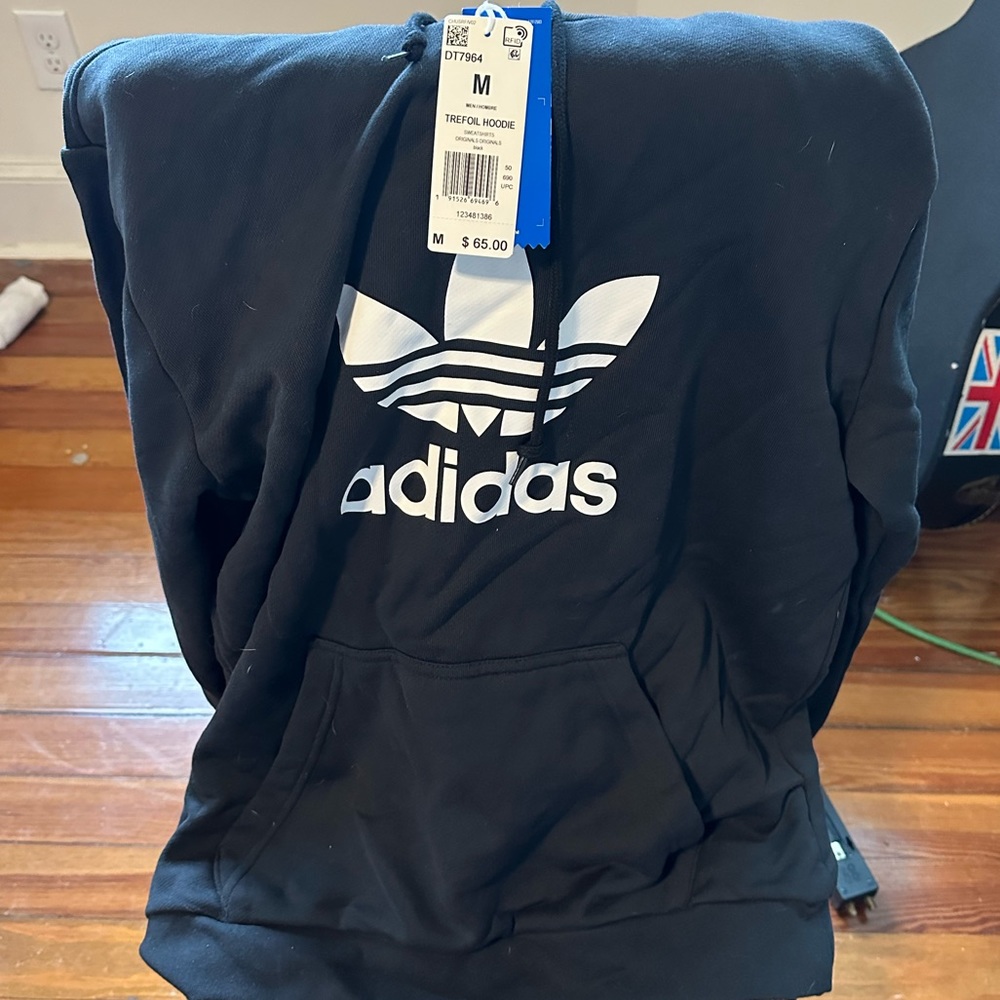 Adidas Trefoil Hoodie Sweatshirt- Size Medium- Color Black